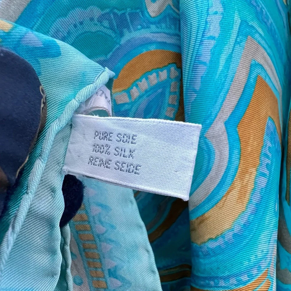 Auth DIOR Silk Scarf • Monet Aquamarine RARE Retrograde Watercolor Authentic